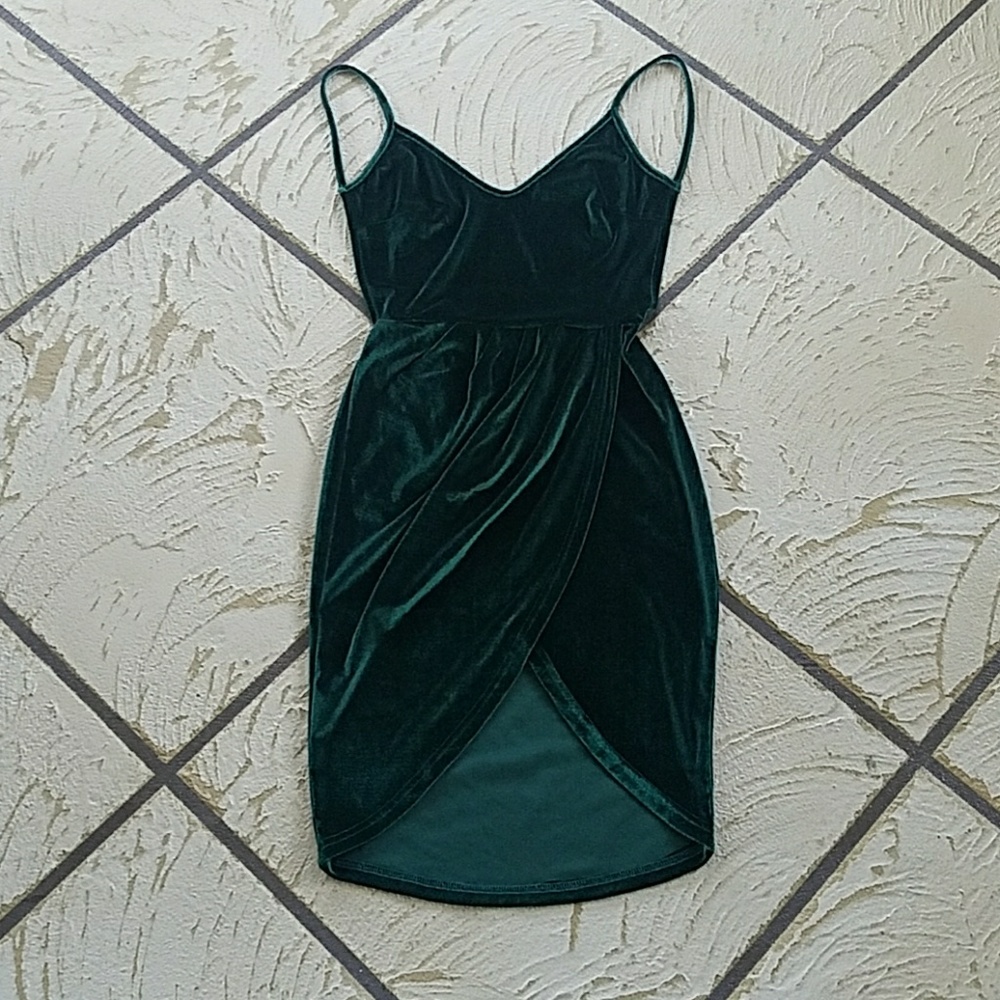 Velvet Backless Dark Emerald Green Dress